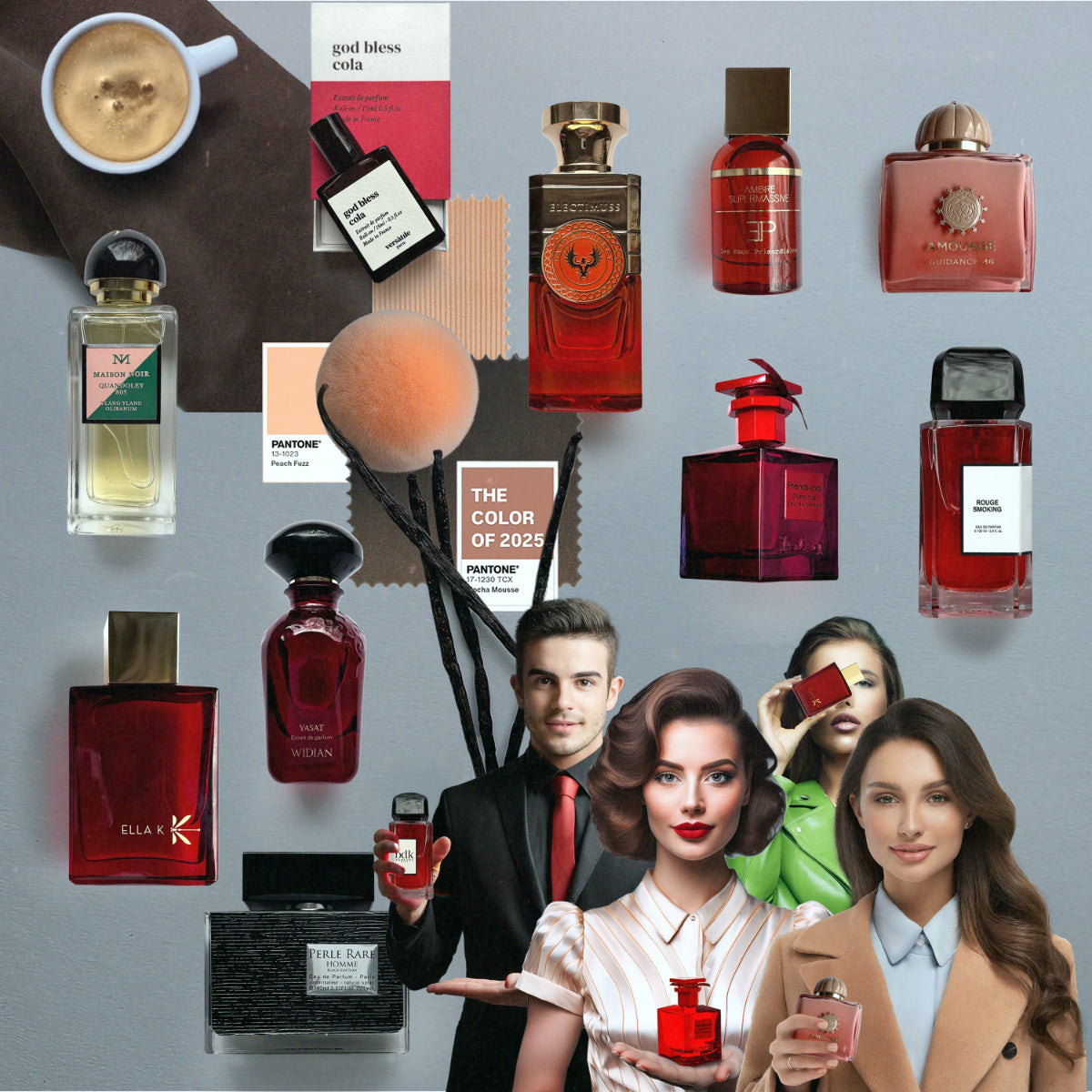 Auswahl an Parfums passend zum Thema der Kolumne