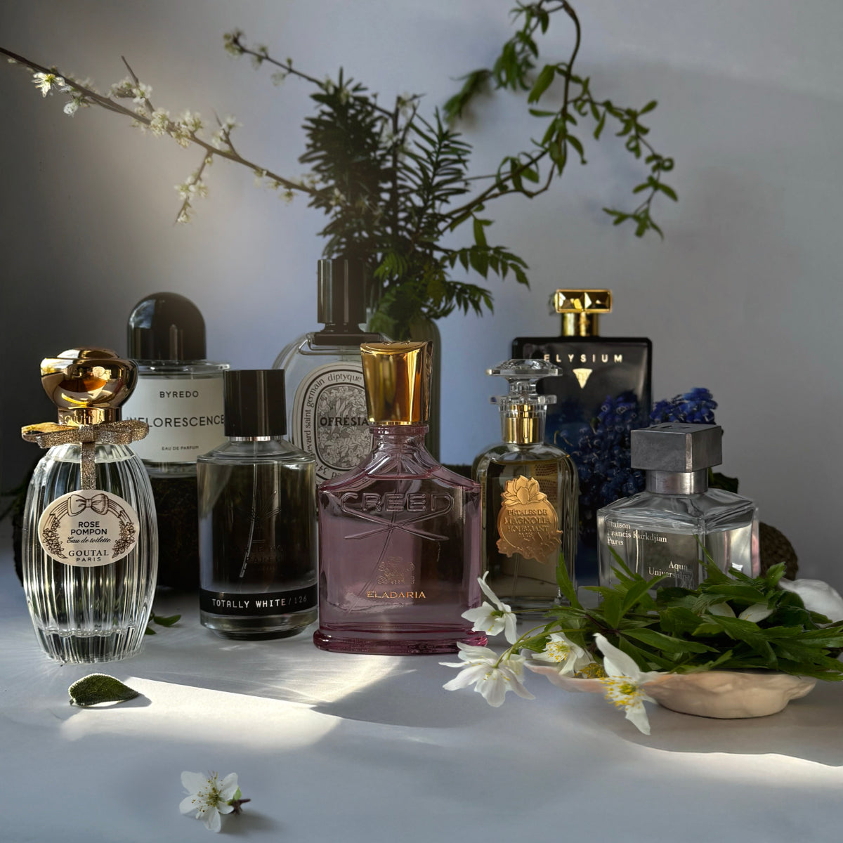 Auswahl an Parfums passend zum Thema der Kolumne