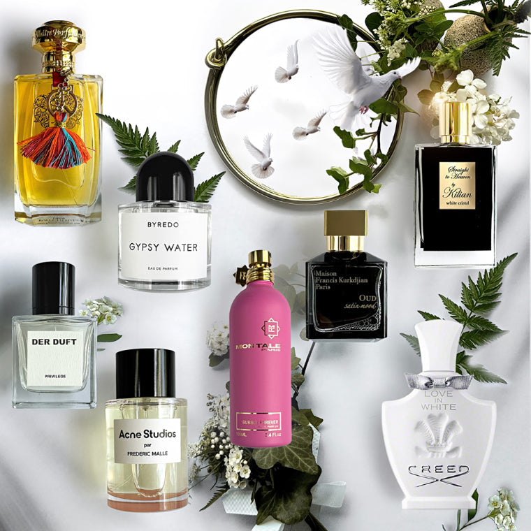 Auswahl an Parfums passend zum Thema der Kolumne