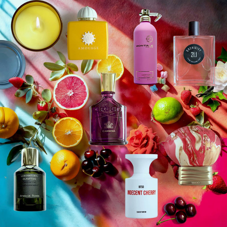 Auswahl an Parfums passend zum Thema der Kolumne