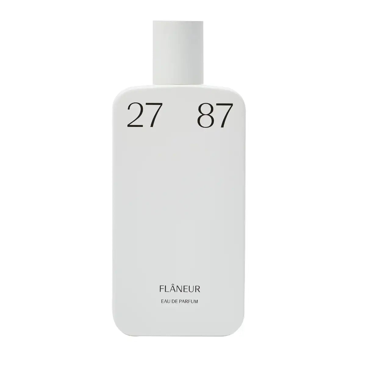27 87 Perfumes - flâneur Parfumflakon in minimalistischem weißen Design vor weißem Hintergrund