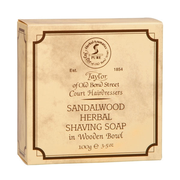 Taylor of Old Bond Street – Sandalwood and Herbal Shaving Soap in a Wooden Bowl