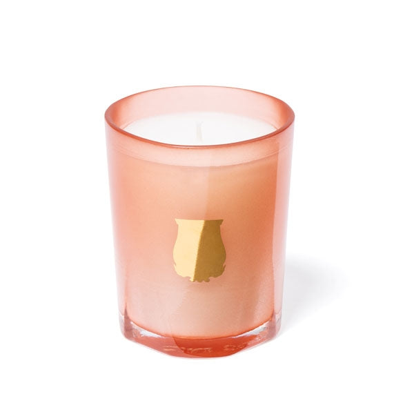 Trudon - Les Tuileries - Duftkerze im zartrosa Glas mit dezentem goldfarbenem Emblem und klassischer Eleganz